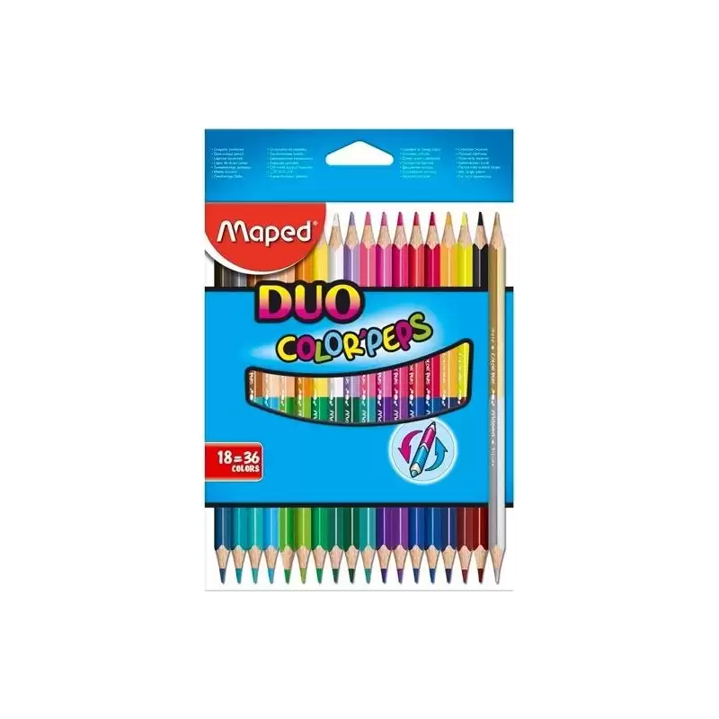 (829601FC) MAPED LÁPICES DE COLORES DUO COLOR´PEPS BICOLOR SURTIDOS ESTUCHE 18 UD