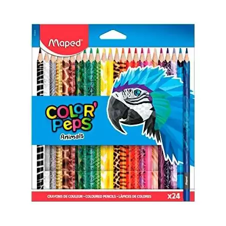 (832224) MAPED LÁPICES DE COLORES ANIMALS COLOR´PEPS SURTIDOS ESTUCHE 24 UD
