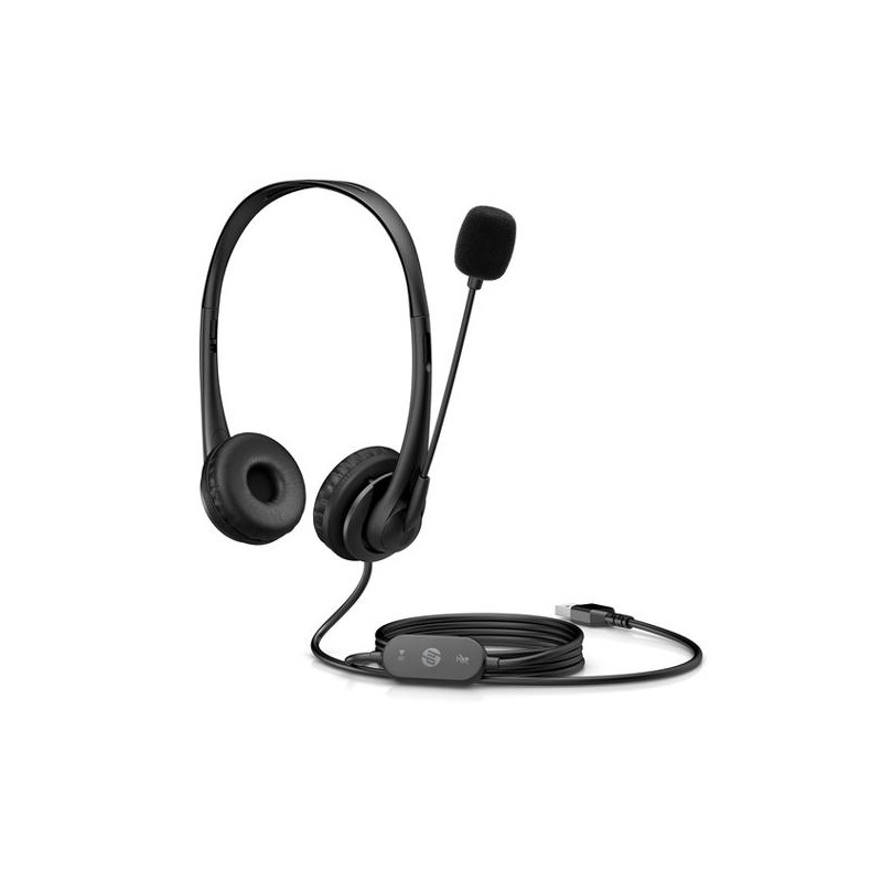 (428K6AA) HP AURICULARES G2 DIADEMA BINAURAL C/ MICRÓFONO CABLE USB NEGRO