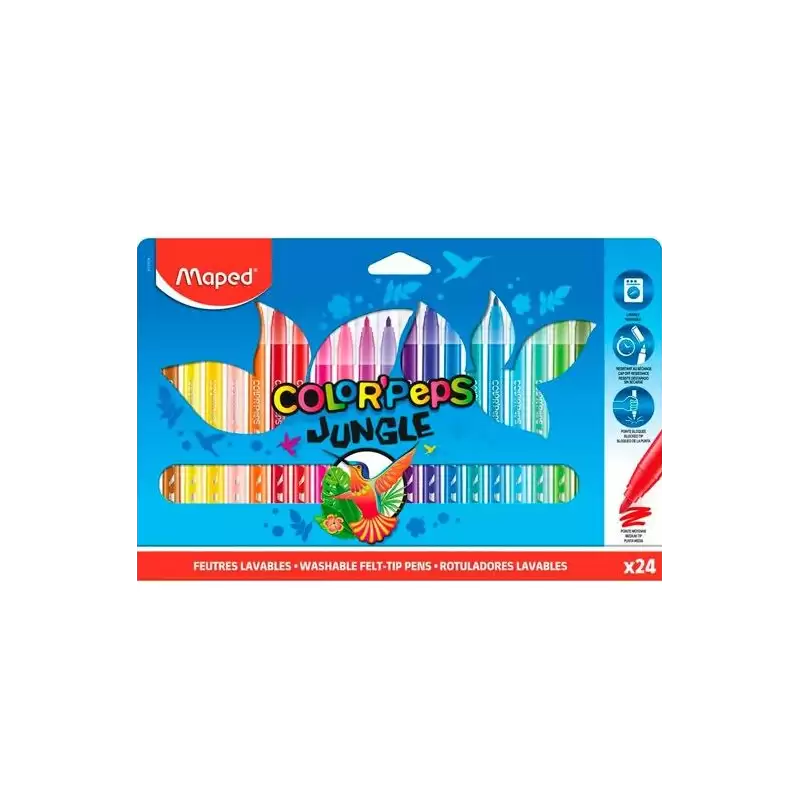 (845904) MAPED ROTULADORES COLOR´PEPS JUNGLE 2.0 ESTUCHE DE 24 C/SURTIDOS
