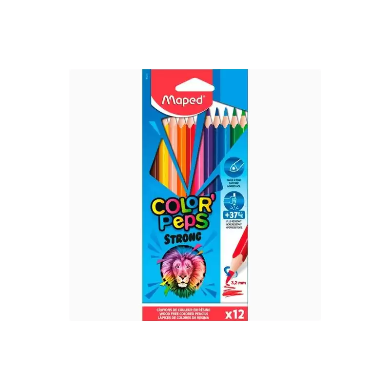 (862712) MAPED LÁPICES DE COLORES COLOR´PEPS STRONG C/SURTIDOS ESTUCHE 12 UD