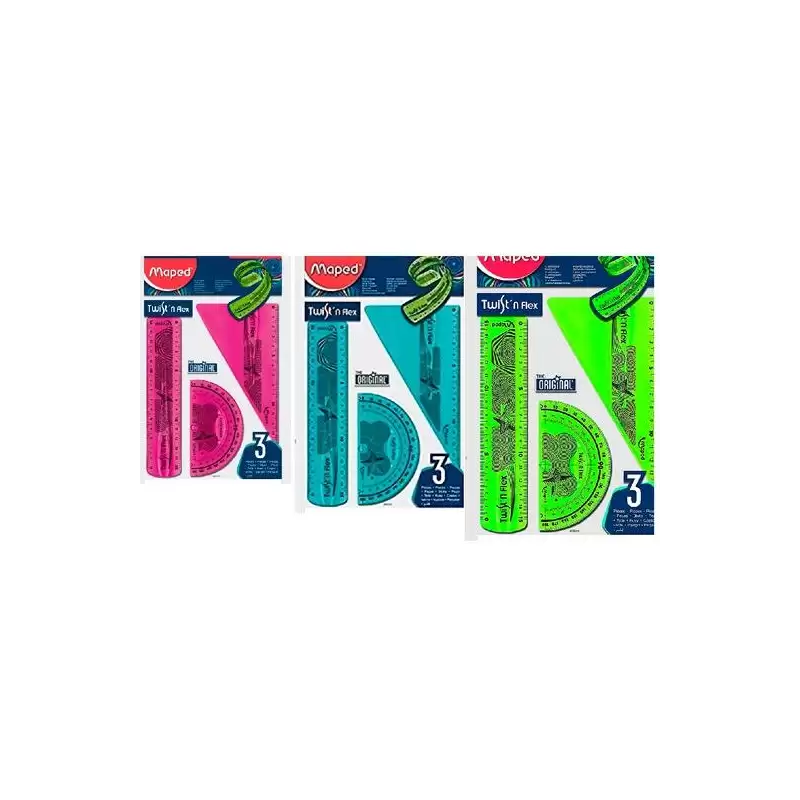 (895024) MAPED REGLAS TWIST´N FLEX ORIGINAL 15CM C/SURTIDOS KIT 3 PIEZAS