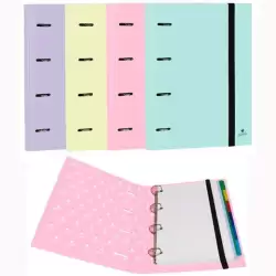 (1304SUPA) MARIOLA CARPETA ANILLAS MIXTAS 4 X 25MM CARPEBLOCK C/RECAMBIO 100H A4 C/GOMA 6 SEPARADORES CARTÓN FORRADO C/SURTID...