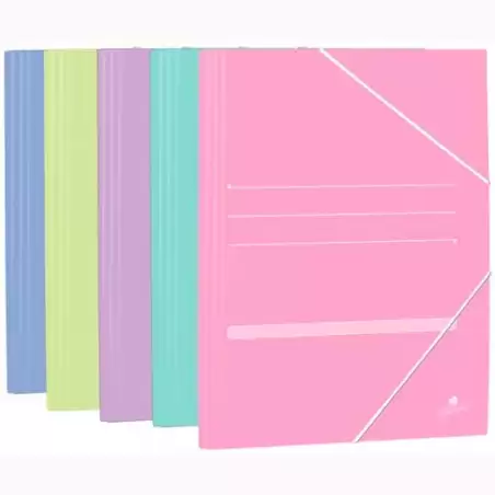 (1524SU) MARIOLA CARPETA CON GOMAS 3 SOLAPAS FOLIO CARTÓN MATE 500GR C/SURTIDOS PASTEL