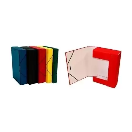 (207F3) MARIOLA CAJA DE PROYECTOS ARMADA CIERRE C/GOMA LOMO FIJO 7CM CARTÓN FORRADO GELTEX ROJO
