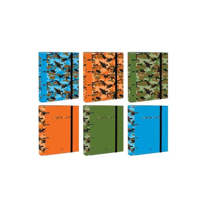 (2397CA-EX) MARIOLA CARPETA ANILLAS MIXTAS 4 X 40MM CARPEBLOCK C/RECAMBIO 100H C/GOMA 6 DISEÑOS SURTIDOS CAMUFLAJE