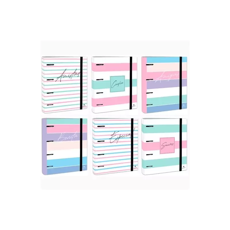 (2397FR-EX) MARIOLA CARPETA ANILLAS MIXTAS 4X40MM CARPEBLOCK C/RECAMBIO 100H C/GOMA CARTÓN FORRADO DISEÑOS SURTIDOS