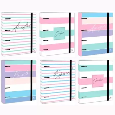 (2397FR-EX) MARIOLA CARPETA ANILLAS MIXTAS 4X40MM CARPEBLOCK C/RECAMBIO 100H C/GOMA CARTÓN FORRADO DISEÑOS SURTIDOS