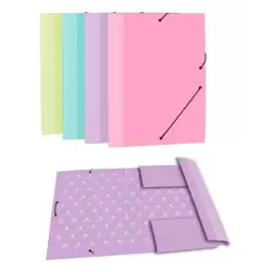 (4789R) MARIOLA CARPETA CON GOMAS 3 SOLAPAS FOLIO CARTÓN FORRADO PLASTIFICADO MATE SURTIDOS PASTEL
