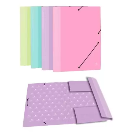 (4789R) MARIOLA CARPETA CON GOMAS 3 SOLAPAS FOLIO CARTÓN FORRADO PLASTIFICADO MATE SURTIDOS PASTEL