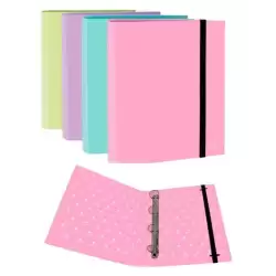 (483R) MARIOLA CARPETA ANILLAS MIXTAS 4X25MM C/GOMA FOLIO CARTÓN FORRADO C/SURTIDOS PASTEL