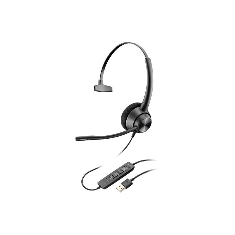 (214568-01) HP POLY AURICULARES ENCOREPRO EP310 DIADEMA MONOAURAL C/ MICRÓFONO CONTROL DE VOLUMEN CABLE USB-A NEGRO