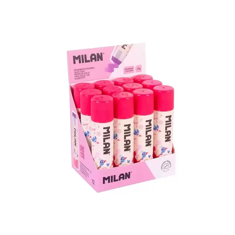 (4415912FLC) MILAN PEGAMENTO VIOLETA EN BARRA 21GR SERIE ESPECIAL FLOWICORN CAJA EXPOSITORA 12 UD