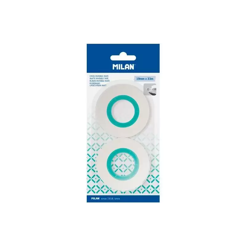 (BWM10482) MILAN CINTA ADHESIVA INVISIBLE MATE ROLLO 19MM X 33M BLÍSTER 2 UD