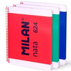 (57042E80X3) MILAN CUADERNO ESPIRAL A4 80H 95GR PAUTADO 7MM TAPA DURA COLECCIÓN NATA® 624 SINCE 1918 SURTIDO PACK 3 UD