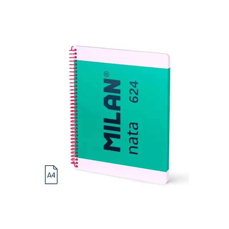 (57043E80GR) MILAN CUADERNO ESPIRAL A4 80H 95GR 5X5MM TAPA DURA COLECCIÓN NATA® 624 SINCE 1918 VERDE