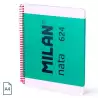 (57043E80GR) MILAN CUADERNO ESPIRAL A4 80H 95GR 5X5MM TAPA DURA COLECCIÓN NATA® 624 SINCE 1918 VERDE