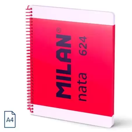 (57043E80P) MILAN CUADERNO ESPIRAL A4 80H 95GR 5X5MM TAPA DURA COLECCIÓN NATA® 624 SINCE 1918 ROSA