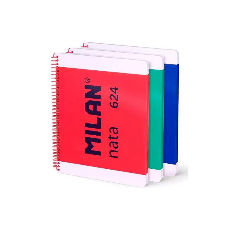 (57043E80X3) MILAN CUADERNO ESPIRAL A4 80H 95GR 5X5 TAPA DURA COLECCIÓN NATA® 624 SINCE 1918 SURTIDO PACK 3 UD