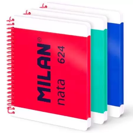 (57052E80X3) MILAN CUADERNO ESPIRAL A5 80H 95GR PAUTADO 7MM TAPA DURA COLECCIÓN NATA® 624 SINCE 1918 SURTIDO PACK 3 UD
