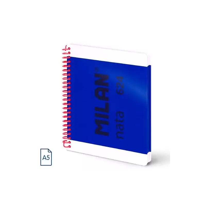 (57053E80B) MILAN CUADERNO ESPIRAL A5 80H 95GR 5X5MM TAPA DURA COLECCIÓN NATA® 624 SINCE 1918 AZUL