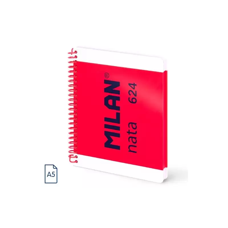 (57053E80P) MILAN CUADERNO ESPIRAL A5 80H 95GR 5X5MM TAPA DURA COLECCIÓN NATA® 624 SINCE 1918 ROSA