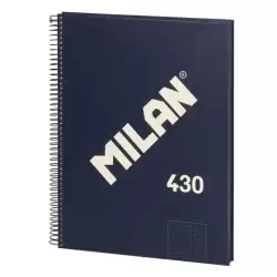 (57142E80B) MILAN CUADERNO CON ESPIRAL A4 80H 95GR PAUTADO 1 LÍNEA 7MM SERIE 430 SINCE 1918 AZUL