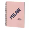 (57142E80P) MILAN CUADERNO CON ESPIRAL A4 80H 95GR PAUTADO 1 LÍNEA 7MM TAPA DURA SERIE 430 SINCE 1918 ROSA