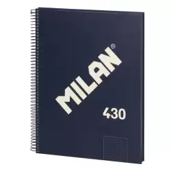 (57143E80B) MILAN CUADERNO CON ESPIRAL A4 80H 95GR CUADRICULA 5X5MM TAPA DURA SERIE 430 SINCE 1918 AZUL