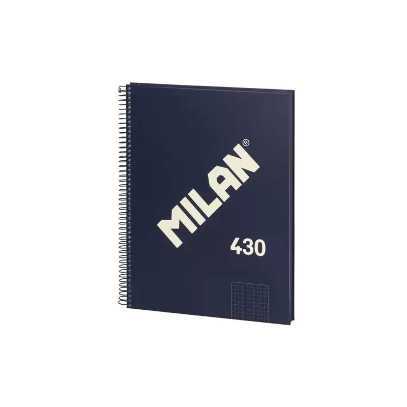 (57143E80B) MILAN CUADERNO CON ESPIRAL A4 80H 95GR CUADRICULA 5X5MM TAPA DURA SERIE 430 SINCE 1918 AZUL