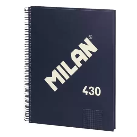 (57143E80B) MILAN CUADERNO CON ESPIRAL A4 80H 95GR CUADRICULA 5X5MM TAPA DURA SERIE 430 SINCE 1918 AZUL