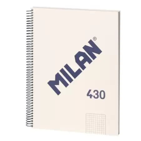 (57143E80BG) MILAN CUADERNO CON ESPIRAL A4 80H 95GR CUADRICULADO 5X5MM TAQPA DURA SERIE 430 SINCE 1918 BEIGE