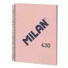 (57143E80P) MILAN CUADERNO CON ESPIRAL A4 80H 95GR CUADRICULADO 5X5MM TAPA DURA SERIE 430 SINCE 1918 ROSA