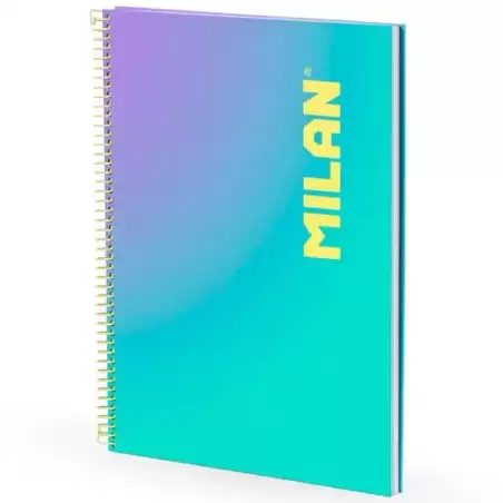 (57143E90SNGR) MILAN CUADERNO ESPIRAL A4 90H 95GR CUADRÍCULA 5X5 TAPA DURA COLECCIÓN SUNSET TURQUESA