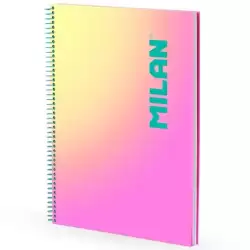 (57143E90SNP) MILAN CUADERNO ESPIRAL A4 90H 95GR CUADRÍCULA 5X5 TAPA DURA COLECCIÓN SUNSET ROSA