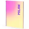 (57143E90SNY) MILAN CUADERNO ESPIRAL A4 90H 95GR CUADRÍCULA 5X5 TAPA DURA COLECCIÓN SUNSET AMARILLO