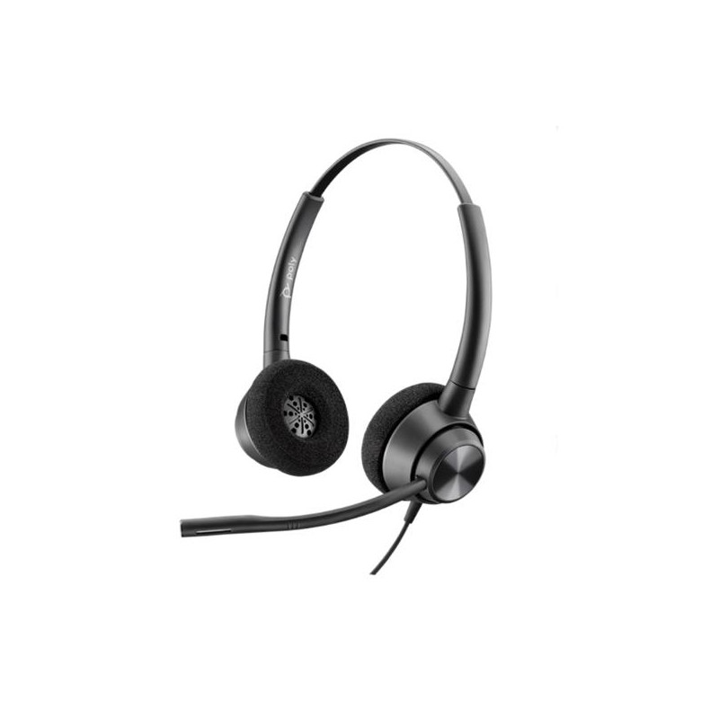 (77T26AA) HP POLY AURICULARES DE DIADEMA BIAURAL C/ MICRÓFONO QD ENCOREPRO 320 NEGRO