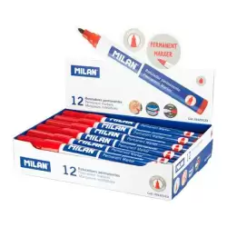 (16429123) MILAN ROTULADOR PERMANENTE PUNTA REDONDA Ø4MM ROJO CAJA 12 UD