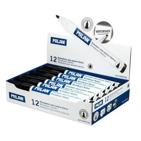 (16529122) MILAN ROTULADOR PIZARRA BLANCA PUNTA REDONDA NEGRO CAJA 12 UD