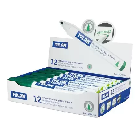 (16529124) MILAN ROTULADOR PIZARRA BLANCA PUNTA REDONDA VERDE CAJA 12 UD