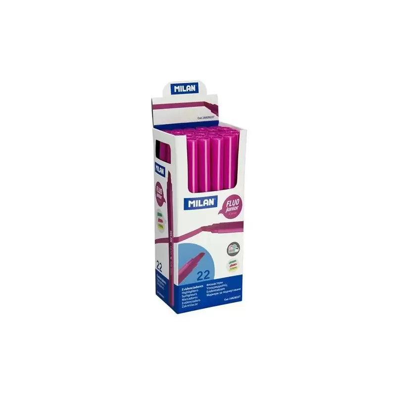 (16828227) MILAN MARCADOR FLUORESCENTE JUNIOR PUNTA BISELADA ROSA CAJA 22 UD