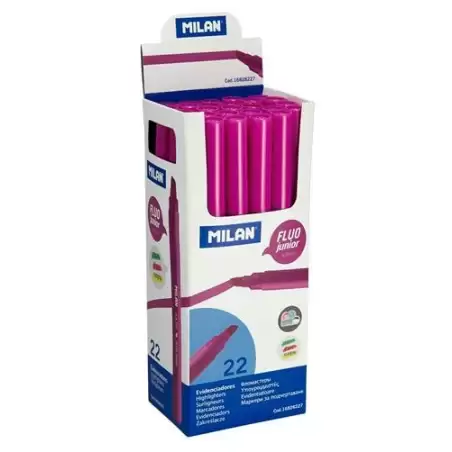 (16828227) MILAN MARCADOR FLUORESCENTE JUNIOR PUNTA BISELADA ROSA CAJA 22 UD