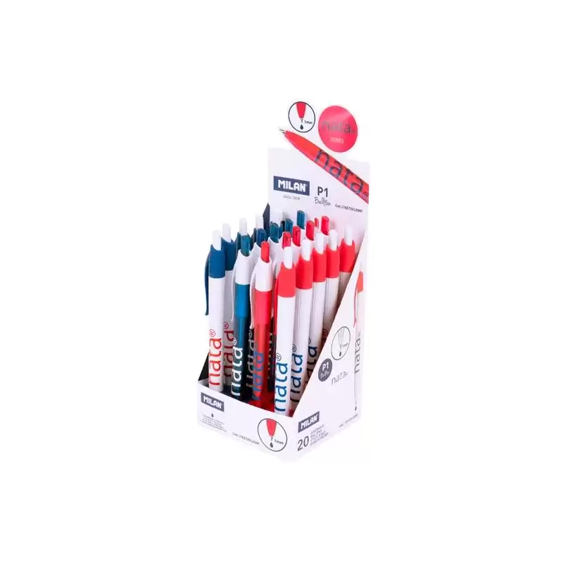 (1765729120NT) MILAN BOLÍGRAFO P1 NATA® 624 TINTA AZUL CAJA EXPOSITORA 20 UD