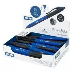 (1765914925B) MILAN BOLÍGRAFO P1 TOUCH STYLUS PUNTERO TINTA AZUL CAJA EXPOSITORA DE 25 AZUL/NEGRO