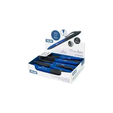 (1765914925B) MILAN BOLÍGRAFO P1 TOUCH STYLUS PUNTERO TINTA AZUL CAJA EXPOSITORA DE 25 AZUL/NEGRO