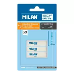 (BNM10236) MILAN GOMA DE RECAMBIO PARA AFILABORRA STICK BLÍSTER 3 UD