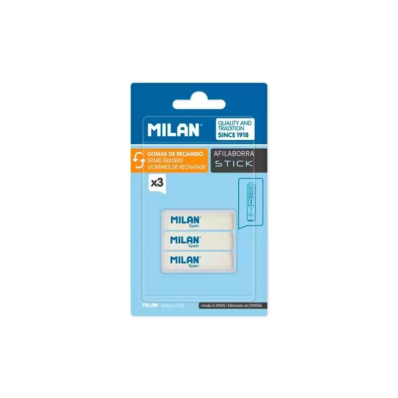 (BNM10236) MILAN GOMA DE RECAMBIO PARA AFILABORRA STICK BLÍSTER 3 UD