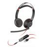 (8X231AA) HP POLY AURICULARES BLACKWIRE 5220 DIADEMA BINAURAL C/ MICRÓFONO CONTROL DE VOLUMEN CABLE USB+JACK 3