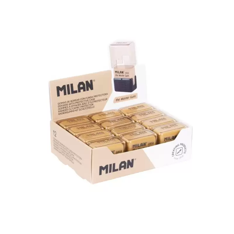 (CMMS1412) MILAN GOMA THE MASTER GUM (ESPECIAL BELLAS ARTES) CON FUNDA RÍGIDA CAJA EXPOSITORA 12 UD