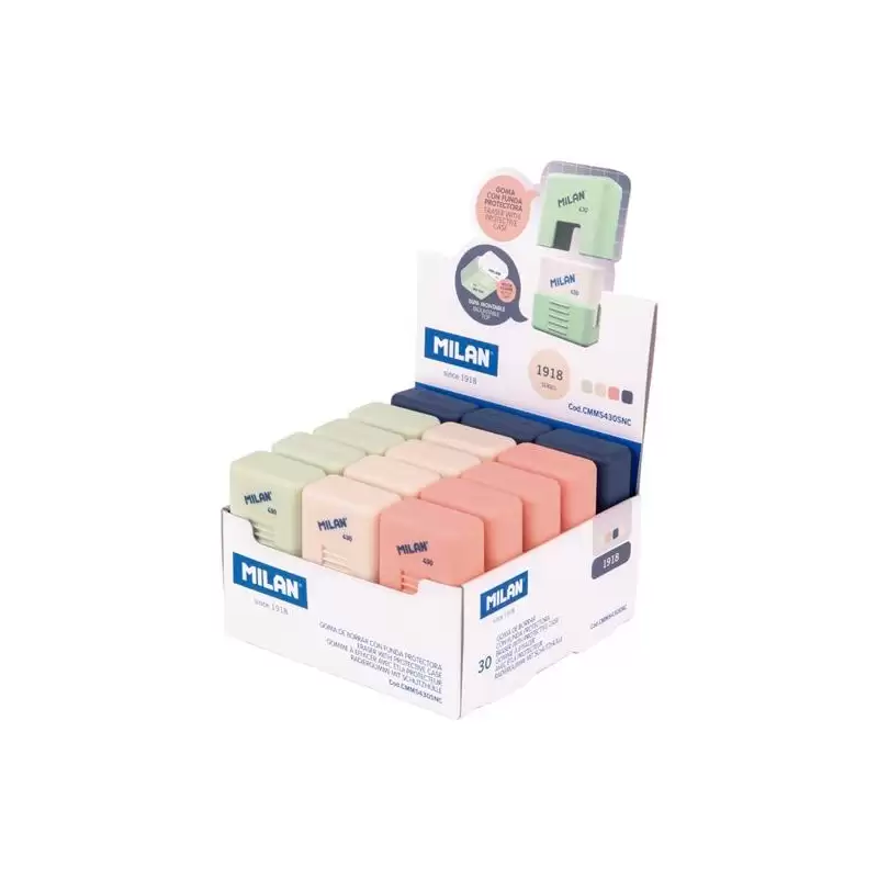 (CMMS430SNC) MILAN GOMA MIGA DE PAN 430 CON FUNDA SCHOOL SERIE 1918 CAJA EXPOSITORA 30 UD C/SURTIDOS